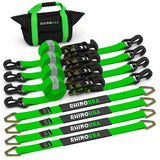 Rhino USA Heavy Duty Vehicle Tie Down Kit - 2" x 8' Vehicle Tie-Down Kit (J-Hooks)