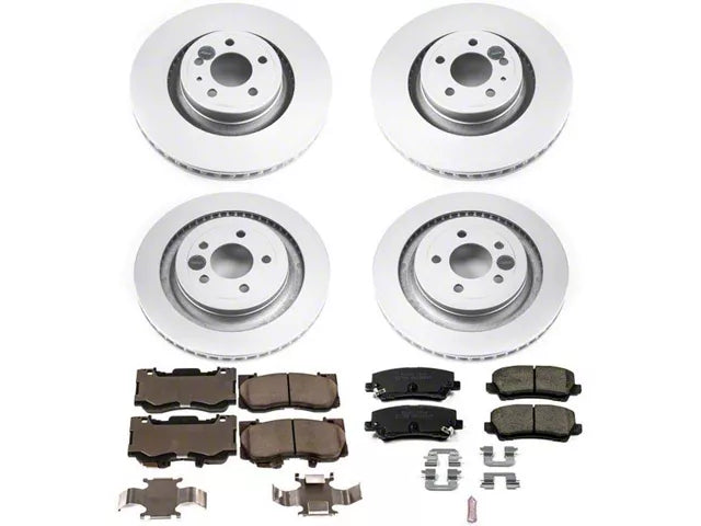 2015-2020 Mustang GT w/o Performance Pack, EcoBoost w/ Performance Pack PowerStop Z17 Evolution Plus Brake Rotor and Pad Kit; Front and Rear