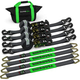 Rhino USA Heavy Duty Vehicle Tie Down Kit - 2" x 8' Vehicle Tie-Down Kit (J-Hooks)