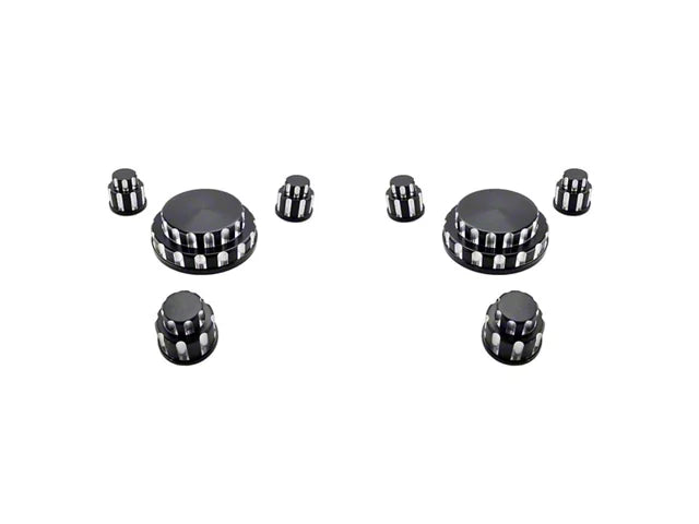 2015-2025 Mustang UPR Products Billet Strut Tower Cap Covers; Designer Cut Black