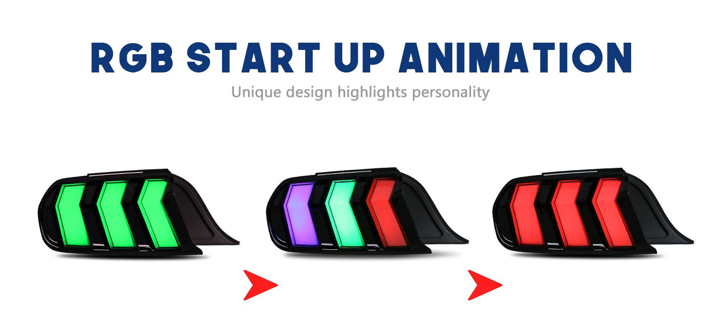 2015-2023 Ford Mustang RGB s650 style Euro Taillights - Clear or Smoked