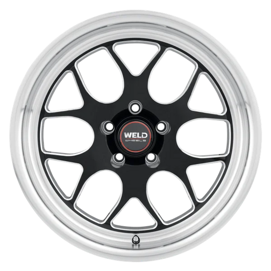 2005-2026 Mustang GT / GT350 / Dark Horse Weld Racing Solana Drag 1-Piece Gloss BLK MIL DIA Wheel - 18x10 with 5x114.3 Bolt, 7.27BS, ET 45