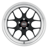 2005-2026 Mustang GT / GT350 / Dark Horse Weld Racing Solana Drag 1-Piece Gloss BLK MIL DIA Wheel - 18x10 with 5x114.3 Bolt, 7.27BS, ET 45