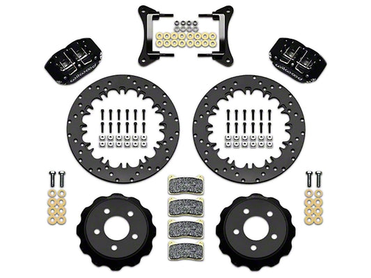 2015-2023 Mustang Wilwood DynaPro 4R Drag Race Rear Big Brake Kit with Drilled Rotors; Anodized Gray Calipers