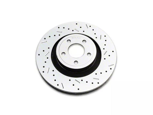 2015-2023 Mustang GT w/o Performance Pack Xtreme Stop Precision Cross-Drilled and Slotted Brake Rotor and Carbon Graphite Pad Kit; Front and Rear