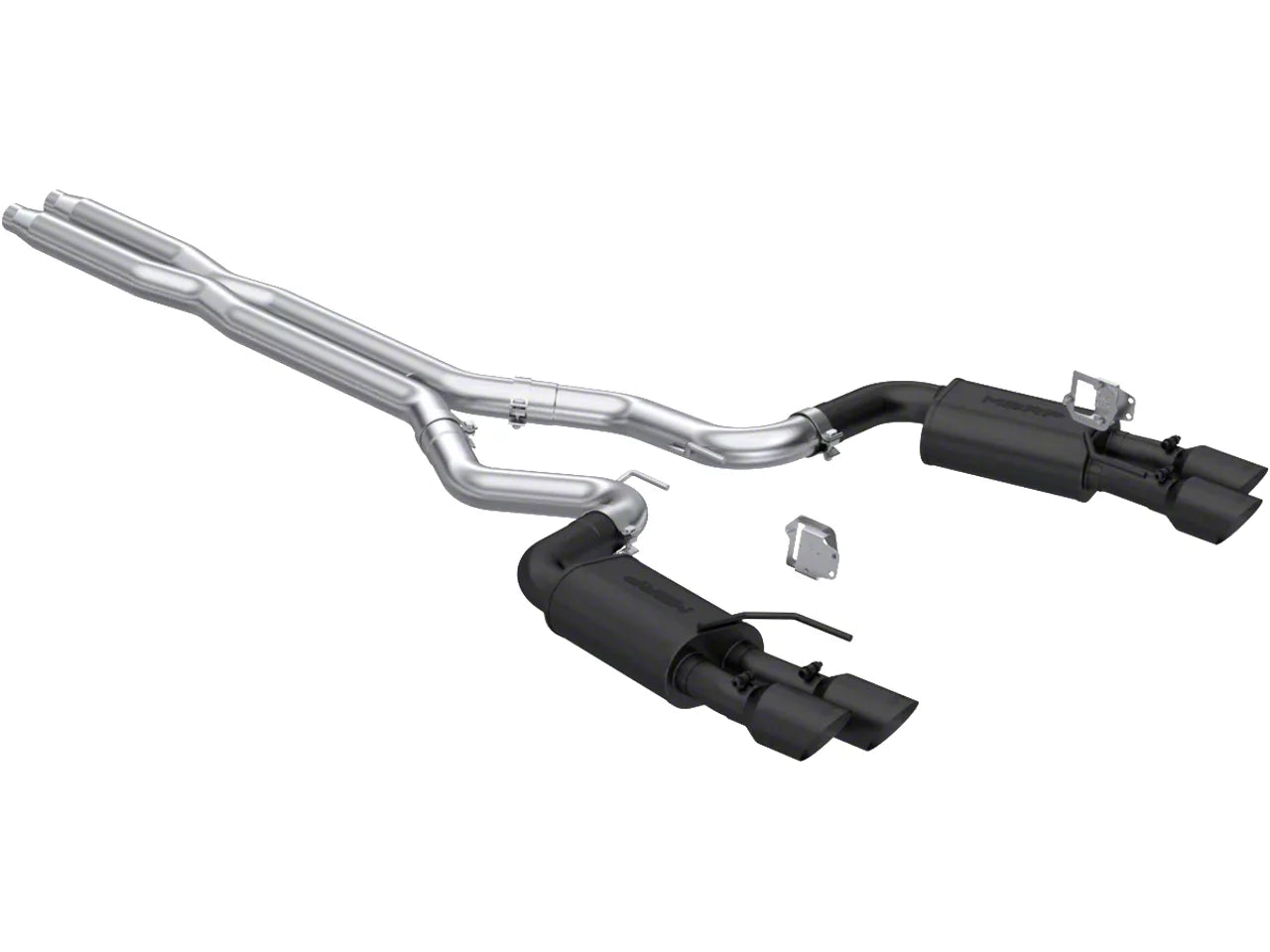 2024-2026 Mustang GT w/ Active Exhaust MBRP Armor BLK Valve Delete Cat-Back Exhaust; Street Version