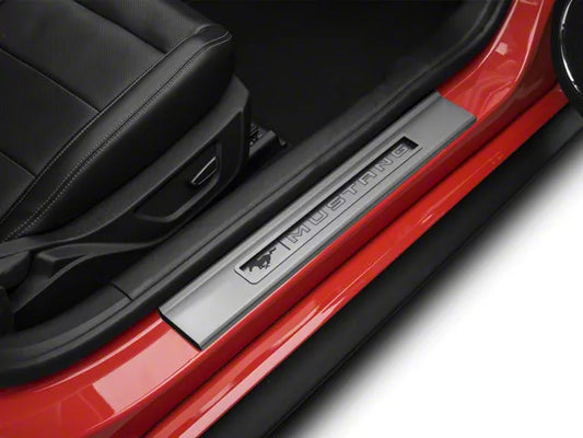 2015-2023 Mustang SpeedForm Illuminated Door Sill Plate Covers; Blue