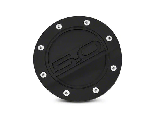 2015-2023 Mustang Competition Series Fuel Door with 5.0 Logo; Black