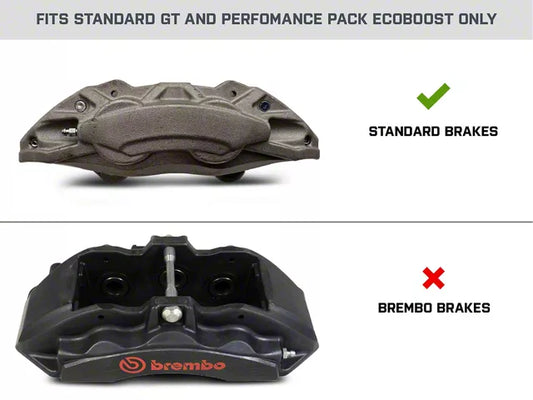 2015-2023 Mustang GT w/o Performance Pack, EcoBoost w/ Performance Pack Xtreme Stop Precision Cross-Drilled and Slotted Brake Rotor and Carbon Graphite Pad Kit; Front