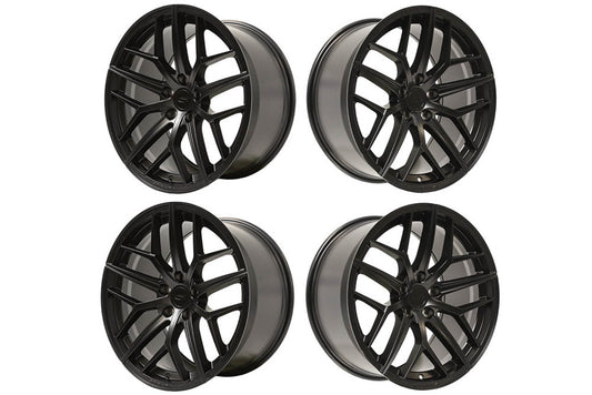 2005-2023 Steeda Mustang Trident Satin Black Staggered Street Wheel Package - 19x10/11