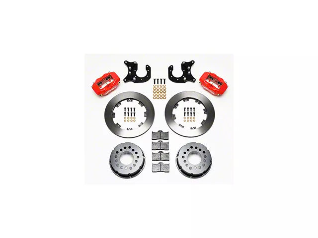 1979-1993 Mustang w/ Ford 8.8 Rear & 2.5 Axle Offset Wilwood Forged Dynalite Pro Series Rear Big Brake Kit with Undrilled Rotors; Red Calipers