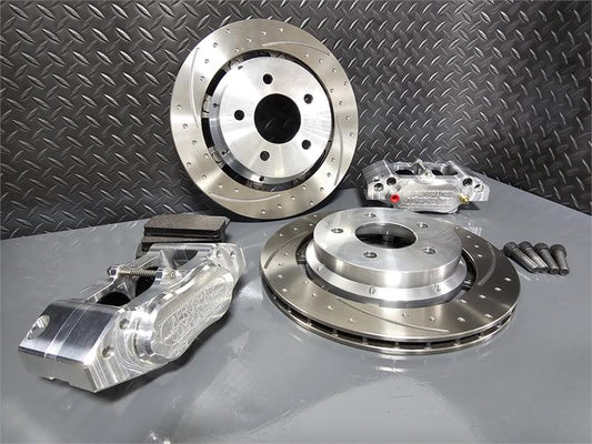 2024-2026 Mustang Dark Horse/ Performance Package Rear Pro Street Brake Kit With Dimpled and Slotted Rotors - Aerospace Components