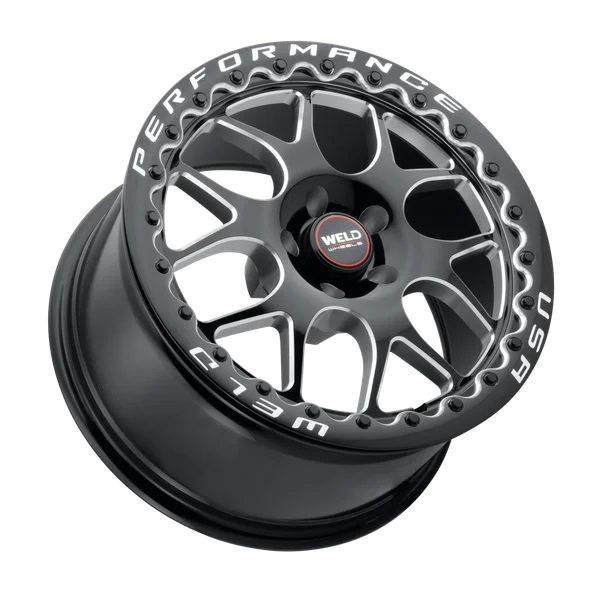 2005-2026 Mustang Weld Racing Solana Beadlock 1-Piece Gloss BLK MIL DIA Wheel - 17x10 with 5x114.3 Bolt, 7.38BS, ET 48