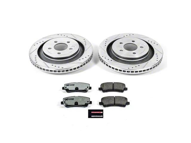 2015-2023 Mustang GT w/ Performance Pack PowerStop Z26 Street Warrior Brake Rotor and Pad Kit; Front and Rear