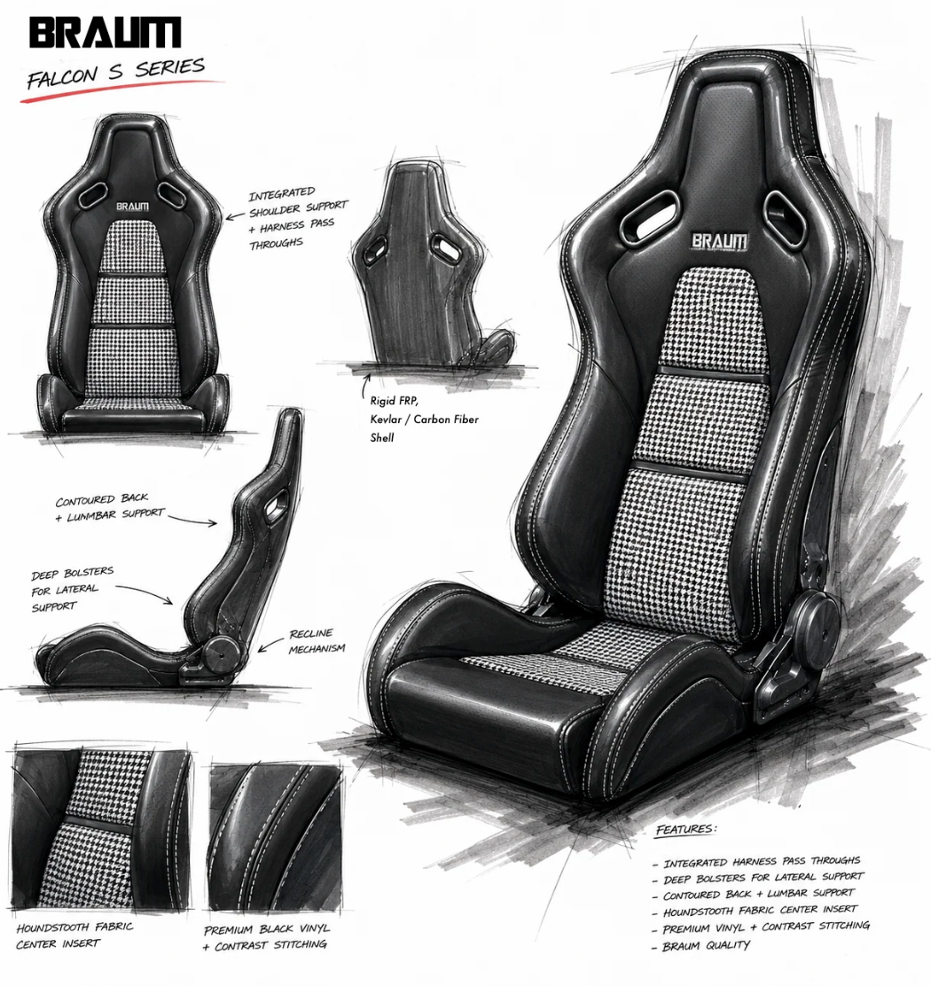 Braum Falcon-S Composite Carbon Kevlar Shell Reclining Seats