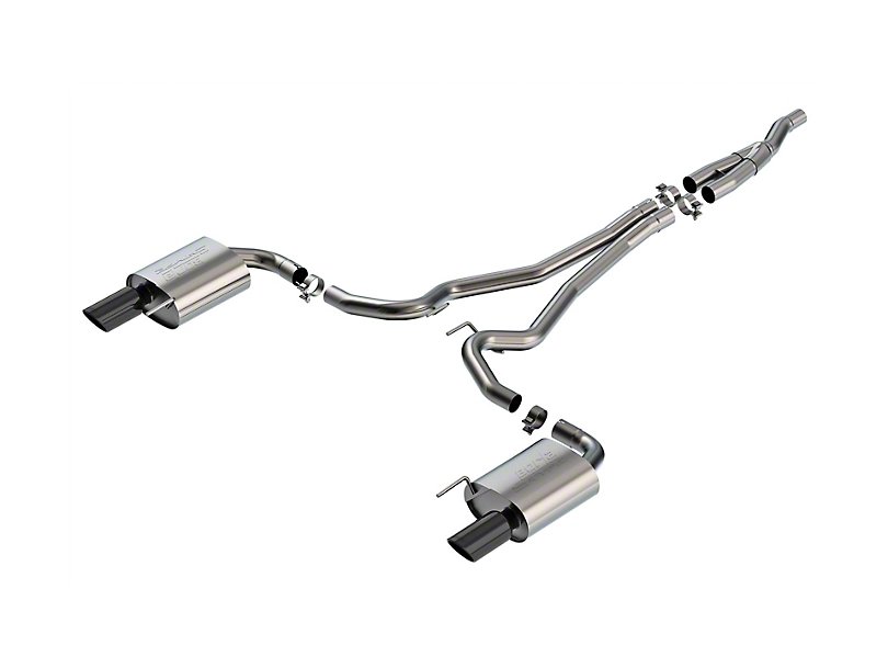 2024-2025 Mustang Ecoboost w/o Active Borla S-Type Cat-Back Exhaust with Black Chrome Tips