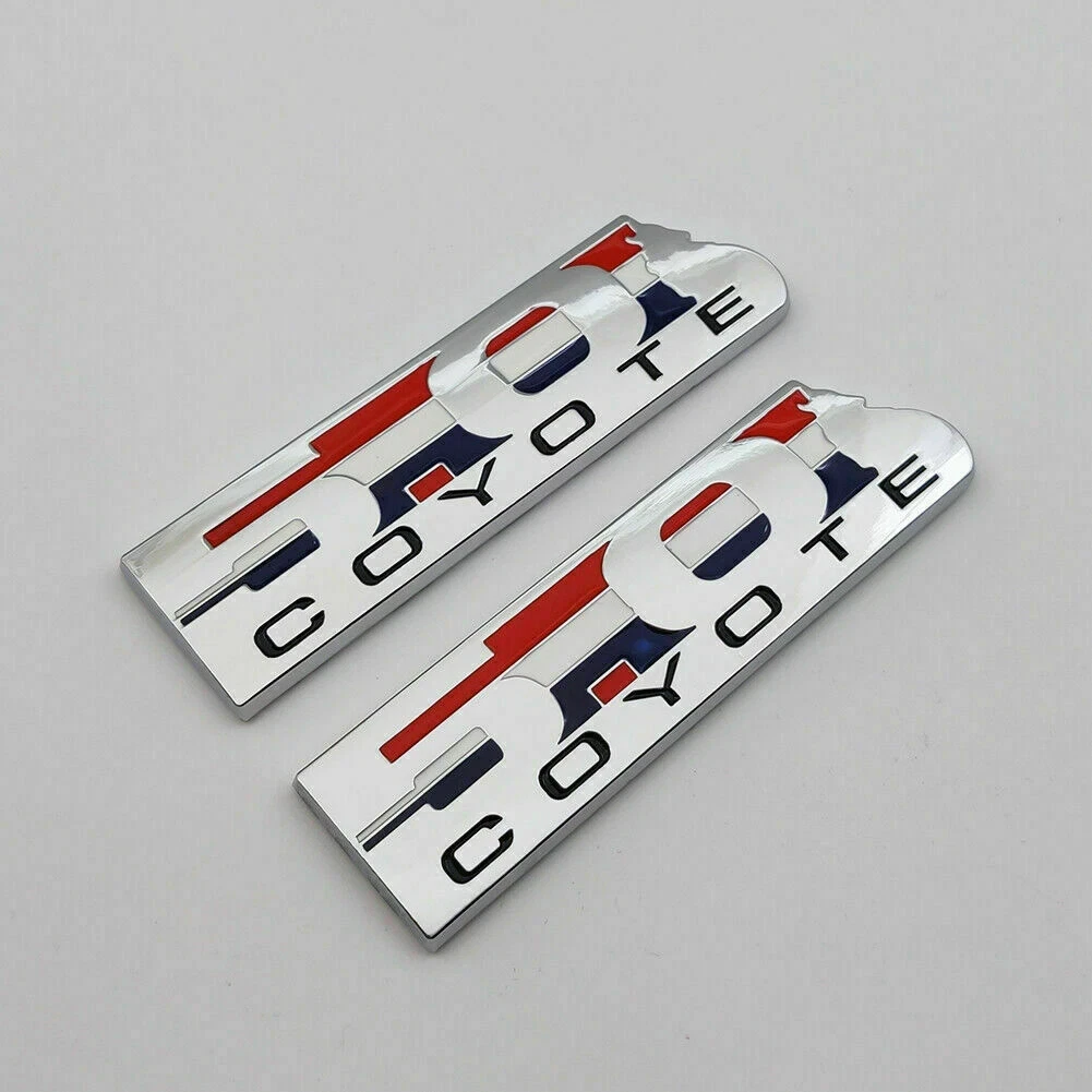 2011-2026 Mustang F-150 5.0L Coyote Emblems Chrome Red White Blue Pair
