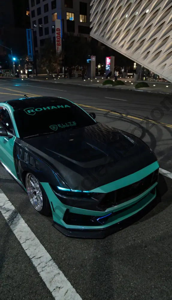 GT4-R Mustang fenders with GTD carbon fiber hood