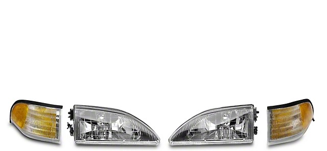 1994-1998 OE Cobra Style Headlights; Chrome Housing; Clear Lens