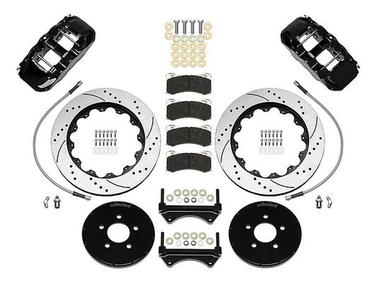 1994-2004 Wilwood AERO6 Front Big Brake Kit with 14-Inch Drilled and Slotted Rotors; Black Calipers