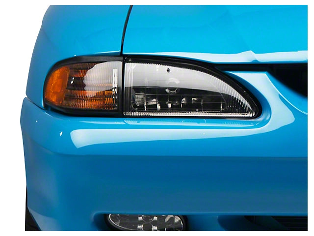 1994-1998 OE Cobra Style Headlights; Black Housing; Smoked Lens