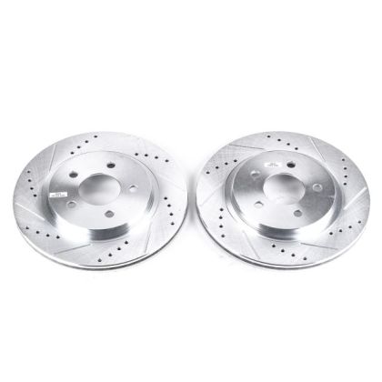 2005-2014 PowerStop Evolution Cross-Drilled and Slotted Rotors; Rear Pair