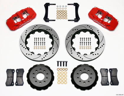 2005-2014 Mustang Wilwood AERO6 Front Big Brake Kit with Drilled and Slotted Rotors and Red Calipers