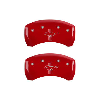 2010-2014 Mustang MGP Caliper Covers for Ford Mustang Red Tri-Bar Pony Logo