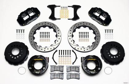 2005-2014 Mustang Wilwood Superlite 6R Rear Big Brake Kit with Drilled and Slotted Rotors and Black Calipers