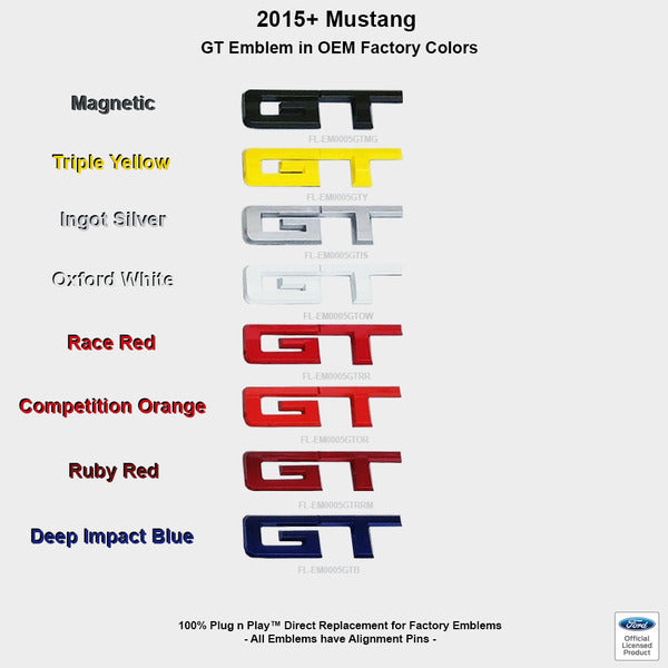 2015-2023 Mustang GT Rear Emblem Color Coded Ford Official Licensed