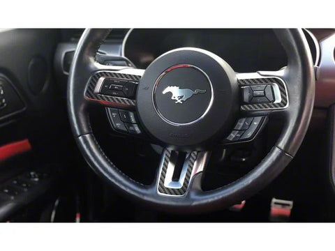 2015-2023 Mustang Steering Wheel Accent Trim; Raw Carbon Fiber