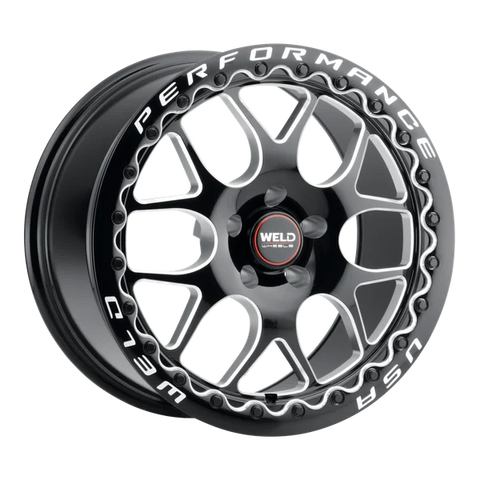 2005-2026 Mustang GT / GT350 / Dark Horse Weld Racing Solana Beadlock 1-Piece Gloss BLK MIL DIA Wheel - 18x10 with 5x114.3 Bolt, 7.27BS, ET 45