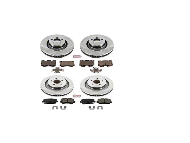 2015-2020 Mustang GT w/o Performance Pack, EcoBoost w/ Performance Pack PowerStop OE Replacement Brake Rotor and Pad Kit; Front and Rear