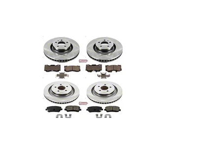 2015-2020 Mustang GT w/o Performance Pack, EcoBoost w/ Performance Pack PowerStop OE Replacement Brake Rotor and Pad Kit; Front and Rear