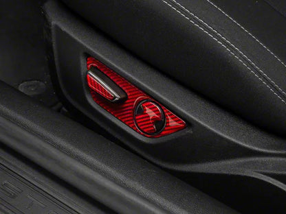 2015-2023 Mustang SpeedForm Seat Adjustment Trim; Red Carbon