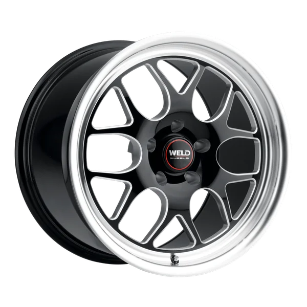 2005-2026 Mustang GT / GT350 / Dark Horse Weld Racing Solana Drag 1-Piece Gloss BLK MIL DIA Wheel - 18x10 with 5x114.3 Bolt, 7.27BS, ET 45