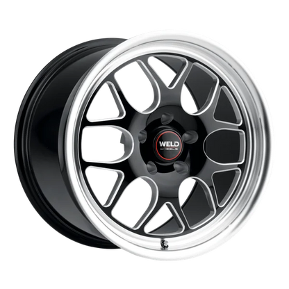 2005-2026 Mustang GT / GT350 / Dark Horse Weld Racing Solana Drag 1-Piece Gloss BLK MIL DIA Wheel - 18x10 with 5x114.3 Bolt, 7.27BS, ET 45