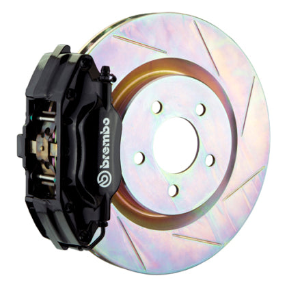 1994-1999 Brembo GT Series 4-Piston Front Big Brake Kit with 13-Inch 1-Piece Type 1 Slotted Rotors; Black Calipers