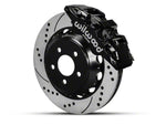 2015-2023 Mustang Wilwood AERO6 Front Big Brake Kit with 15-Inch Drilled and Slotted Rotors; Black Calipers