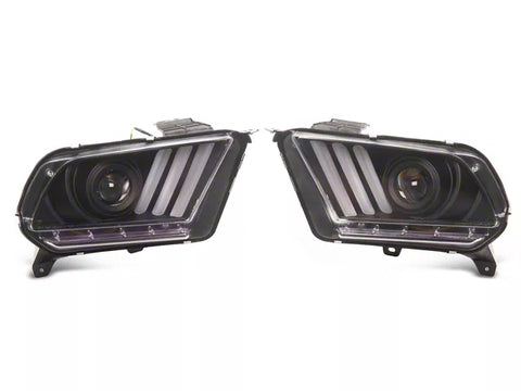 2010-2012 Mustang W/ Factory HID Signature Series Sequential Light Bar Projector Headlights; Black Housing; Clear Lens