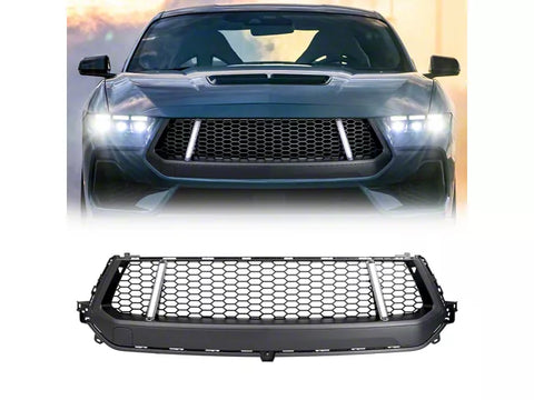 2024-2025 Mustang American Modified GT Style Upper Grille with LED DRL and Turn Signals; Matte Black