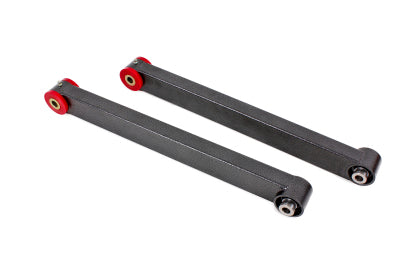 2005-2014 BMR Non-Adjustable Boxed DOM Rear Lower Control Arms; Polyurethane/Spherical Bearing Combo; Black Hammertone