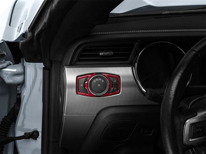 2015-2023 Mustang SpeedForm Headlight Switch Trim; Red Carbon