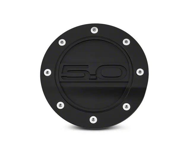 2015-2023 Mustang Competition Series Fuel Door with 5.0 Logo; Black