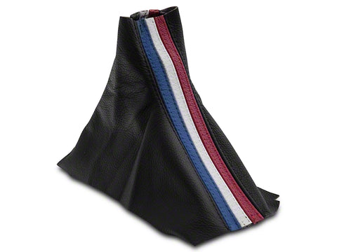 2010-2014 Premium Black Leather Shift Boot; Red, White and Blue Stripe