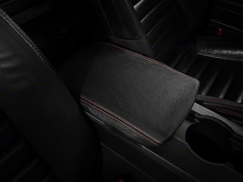 2005-2009 Premium Leather Armrest Cover; Red Stitching