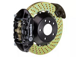 2015-2023 Mustang Brembo GT Series 4-Piston Rear Big Brake Kit with 15-Inch 2-Piece Cross Drilled Rotors; Black Calipers