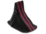 2010-2014 Premium Black Leather Shift Boot; Dual Red Stripe