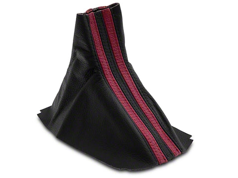 2010-2014 Premium Black Leather Shift Boot; Dual Red Stripe