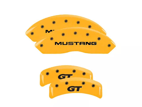 1999-2004 MGP Brake Caliper Covers with SN95 GT Logo; Yellow; Front and Rear